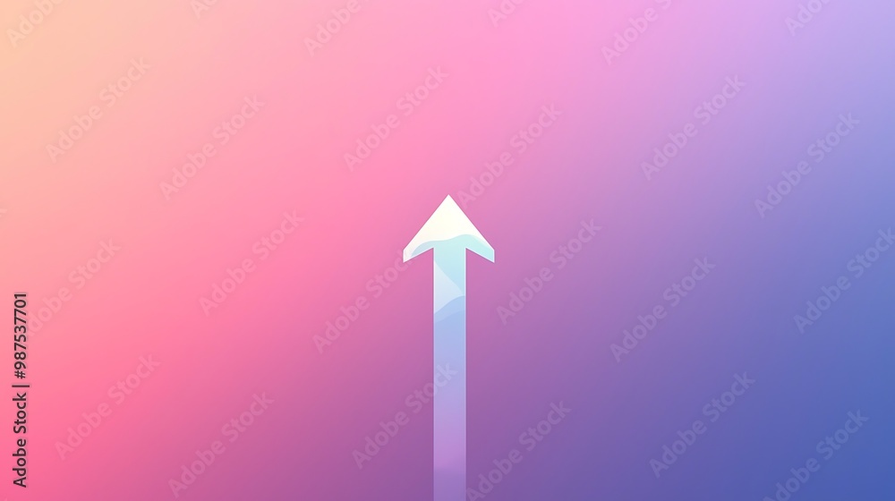 Abstract Upward Arrow Icon on Gradient Sky Background - Minimalist Design Concept Abstract Upward Arrow Icon on Gradient Sky Background - Minimalist Design Concept