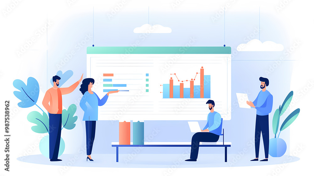 Fototapeta premium On-the-job training business report illustration