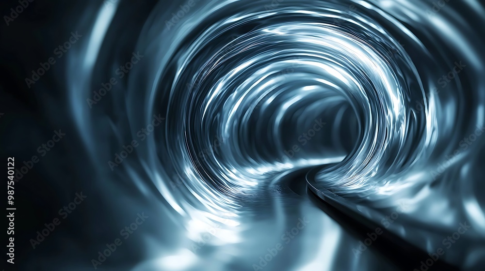 Illuminated Journey: Liquid Light Flowing Through Dark Tunnel
