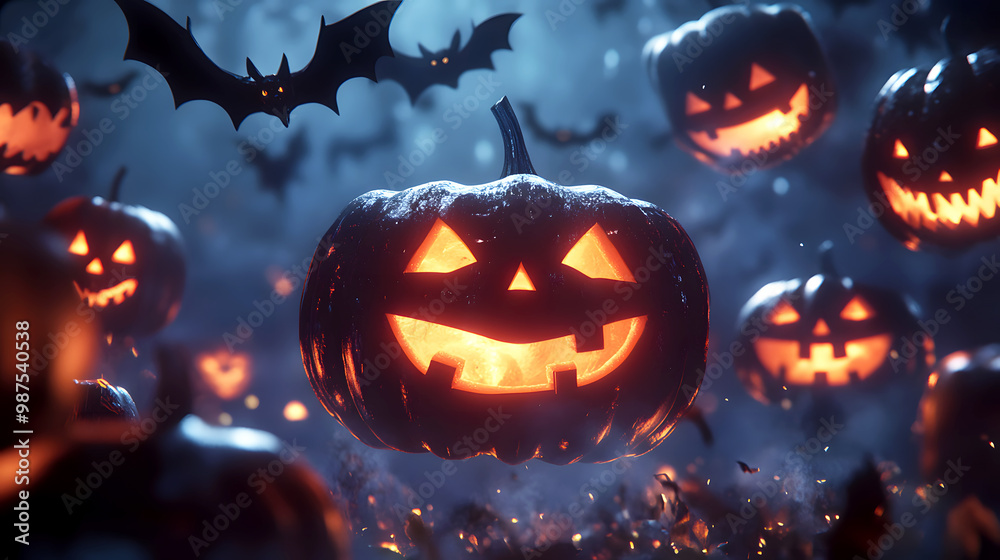 Glowing Carved Pumpkins with Animated 3D Effects Glowing Carved Pumpkins with Animated 3D Effects