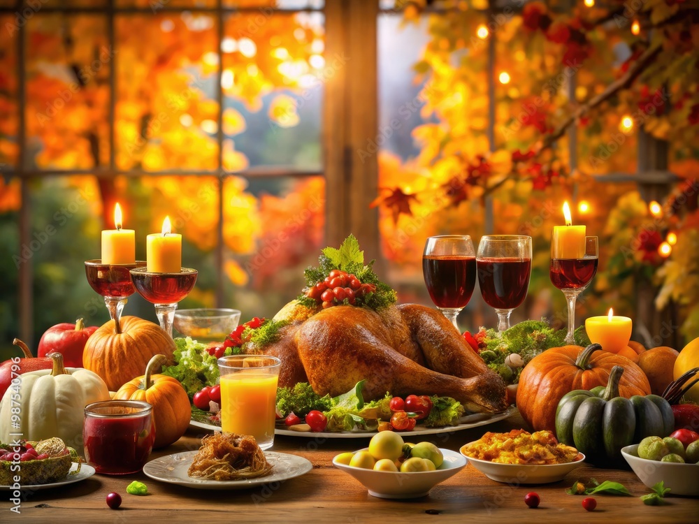 Fototapeta premium In November 2017, Thanksgiving celebrations flourished with joyful gatherings, beloved traditions, and hearty feasts, uniting friends and families in gratitude and love.