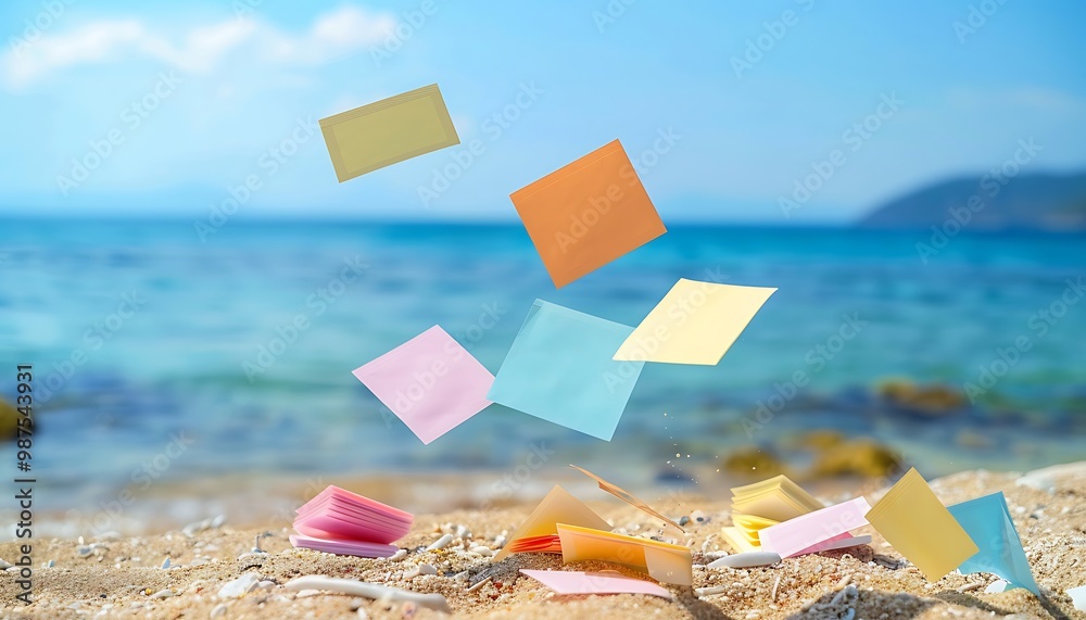 card on the beach with shells card on the beach with shells