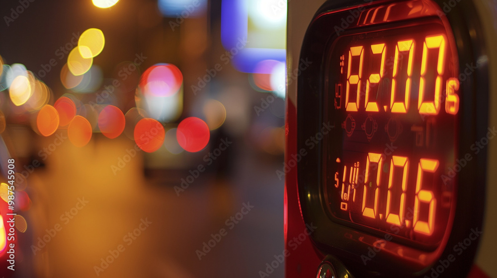 Close-up digital gas pump screen showing rising fuel prices at busy gas station, clear increase in numbers reflecting rising gas prices concept. Close-up digital gas pump screen showing rising fuel prices at busy gas station, clear increase in numbers reflecting rising gas prices concept.
