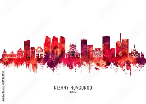 Nizhny Novgorod Russia Skyline Red