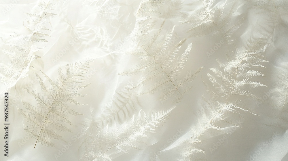 Obraz premium White fabric with leaf pattern on edge