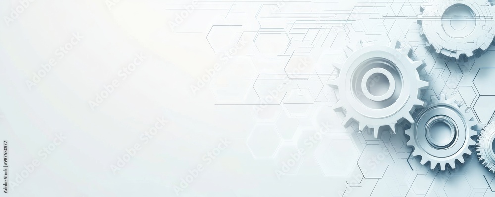 Innovative technological gears background with abstract hexagonal connections for online presentations and futuristic designs