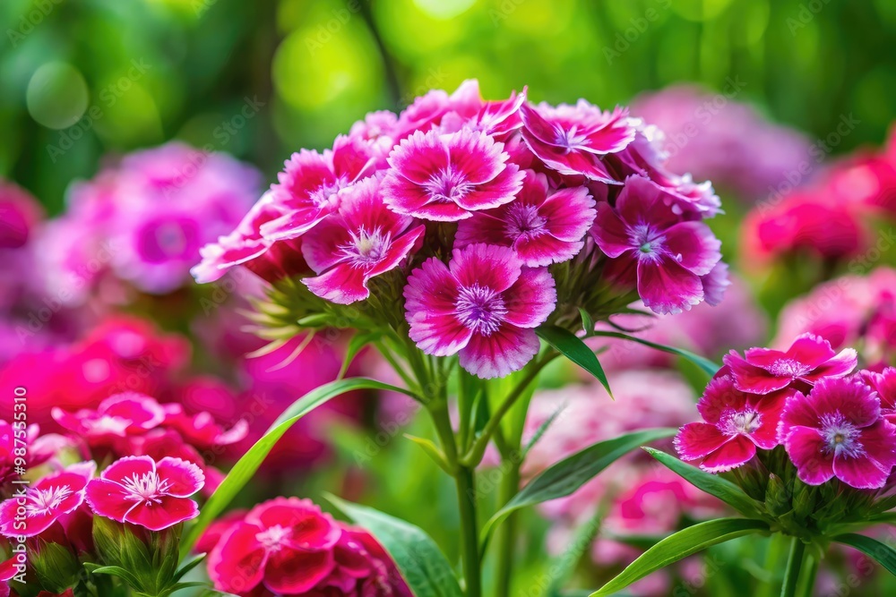 Sweet Williams plants adorn the garden with vibrant clustered pink flowers, a stunning sight to behold as they bloom amidst lush greenery and vibrant foliage. Sweet Williams plants adorn the garden with vibrant clustered pink flowers, a stunning sight to behold as they bloom amidst lush greenery and vibrant foliage.