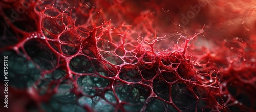 Mesmerizing Interconnected Abstract Cellular Structure in Vivid Red Tones   Futuristic Organic and Technologically Inspired Digital Art photo