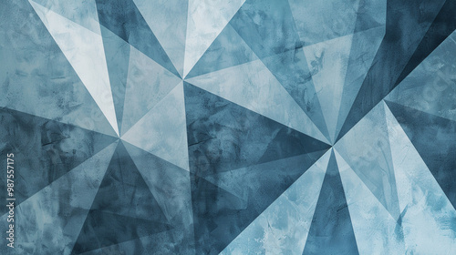 Modern geometric shapes in blue and gray – abstract pattern with sharp lines and triangles, professional and sleek corporate vibe.