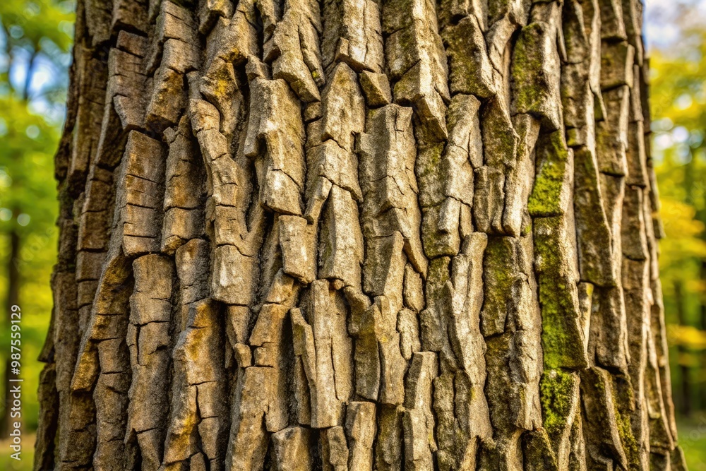 The weathered bark of the mature hickory tree reveals a intricate tapestry of rough texture, deep fissures, and raised ridges, worn smooth in some areas. The weathered bark of the mature hickory tree reveals a intricate tapestry of rough texture, deep fissures, and raised ridges, worn smooth in some areas.