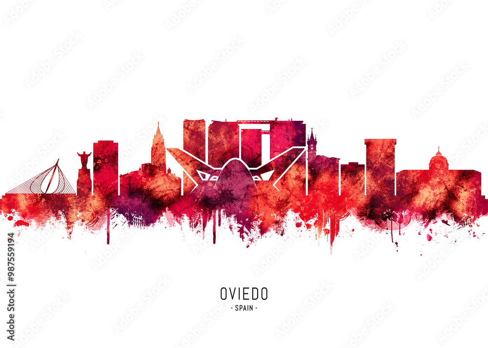 Oviedo Spain Skyline Red