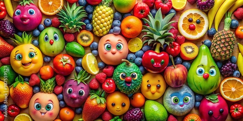 Colorful Cartoon Fruits Displayed Together in a Fun and Whimsical Style for Creative Projects