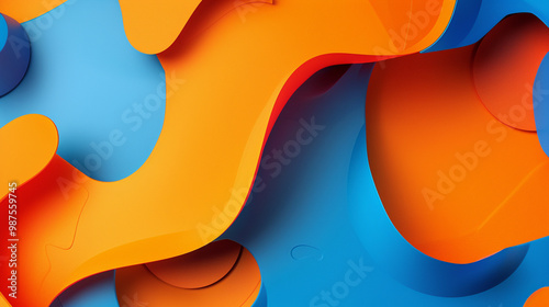 Vibrant orange and blue overlapping shapes – dynamic, energetic design with contrasting shapes, great for corporate branding materials.
