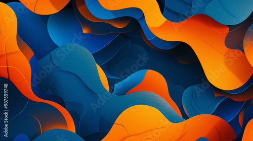 Vibrant orange and blue overlapping shapes – dynamic, energetic design with contrasting shapes, great for corporate branding materials.