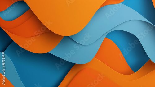 Vibrant orange and blue overlapping shapes – dynamic, energetic design with contrasting shapes, great for corporate branding materials.