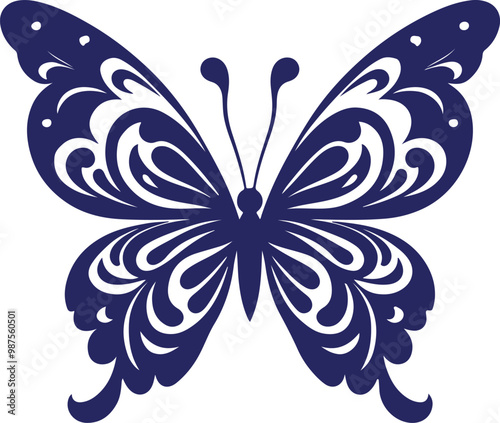 Butterfly silhouette vector art illustration eps