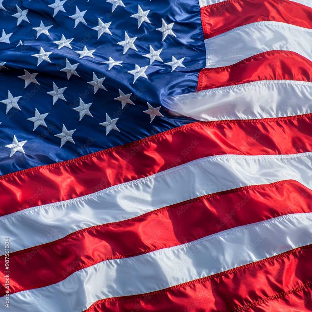 Obraz premium closeup waving american flag 