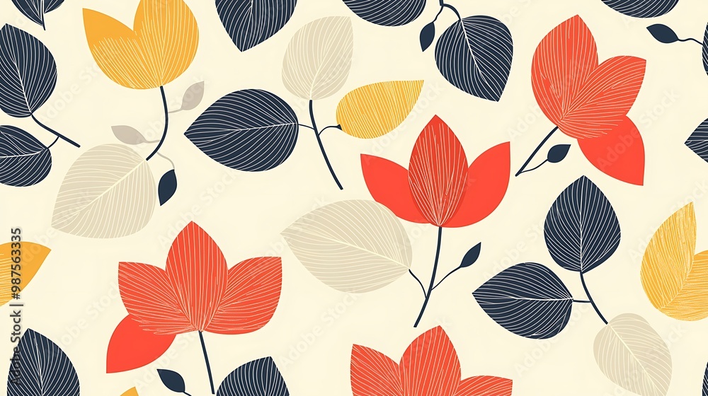 Fototapeta premium Modern Geometric Flower Pattern on Pastel Background