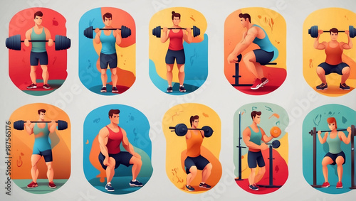 Weightlifting Icon Set