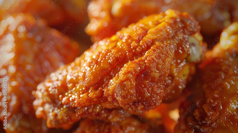 Close up of fast food chicken wings showcasing Close up of fast food chicken wings showcasing