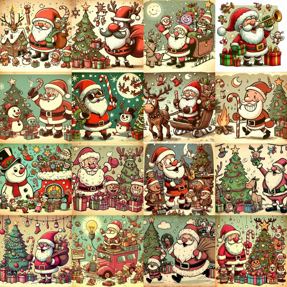 Funny cartoon Xmas. AI generated illustration Funny cartoon Xmas. AI generated illustration