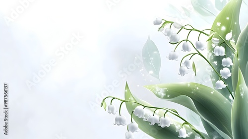 Elegant and Pristine White Lilyofthevalley Floral Background photo