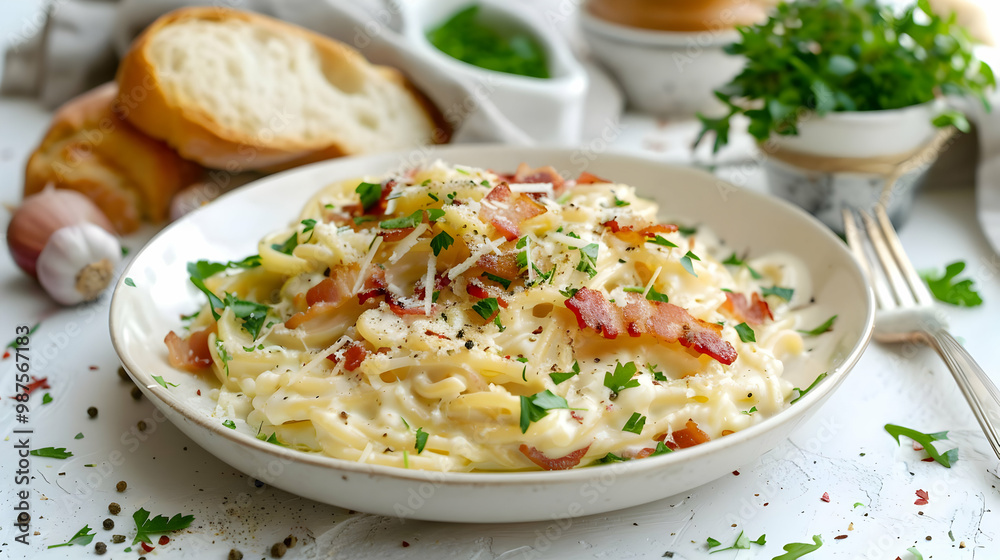 Creamy Carbonara Pasta with Crispy Bacon and Parmesan Creamy Carbonara Pasta with Crispy Bacon and Parmesan