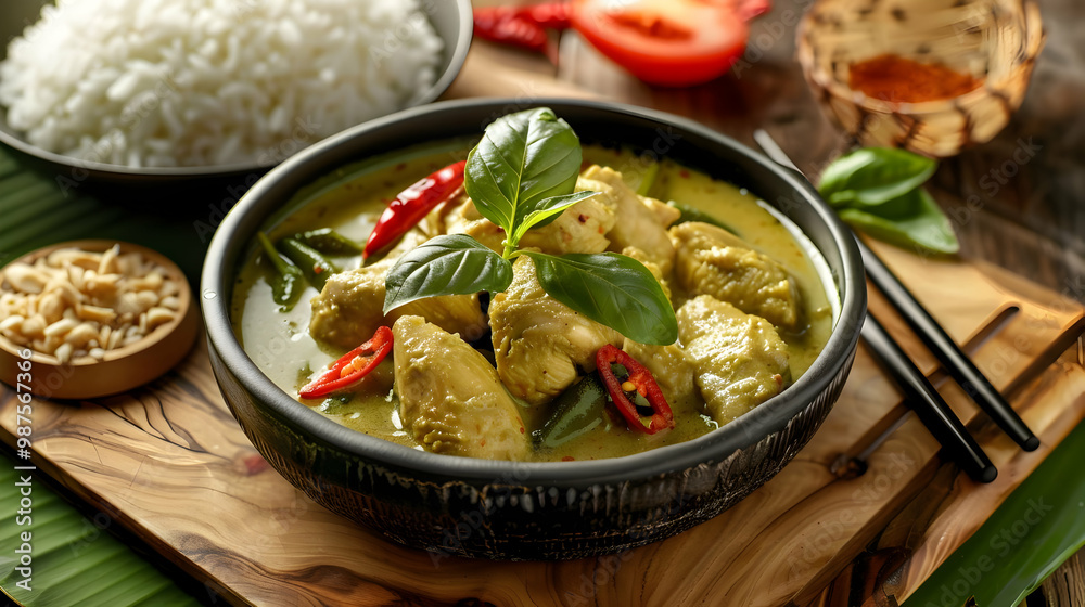 Green Curry with Chicken A Delicious Thai Cuisine Green Curry with Chicken A Delicious Thai Cuisine