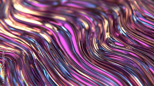 Colorful abstract waves with metallic sheen and vibrant gradients. photo