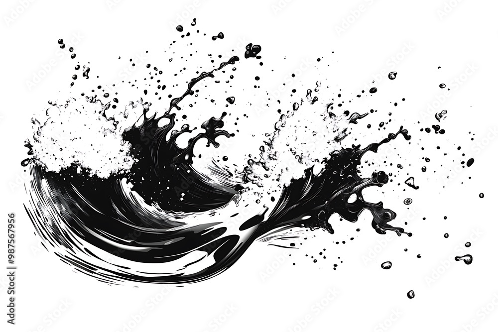 Liquid monochrome illustration element that splashes water Liquid monochrome illustration element that splashes water