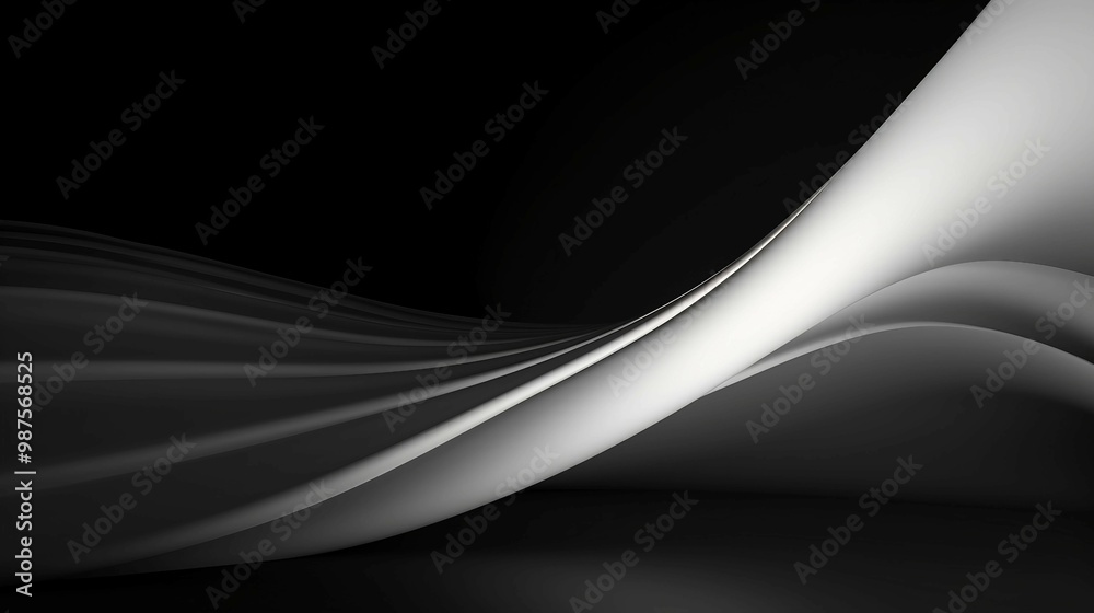 Subtle Waves of Black and White Light: An Artistic Abstract Gradient Wallpaper for Minimalistic Backgrounds