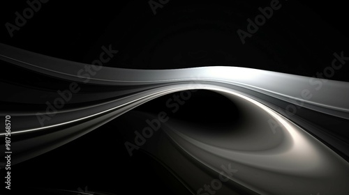 Sophisticated Black and White Waves Flowing with Light: An Abstract Gradient Wallpaper Background