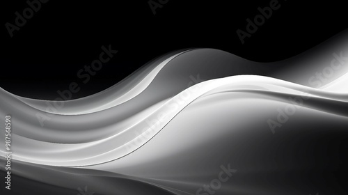 Graceful Black and White Curves: A Light and Abstract Wave Wallpaper for Chic Background Settings