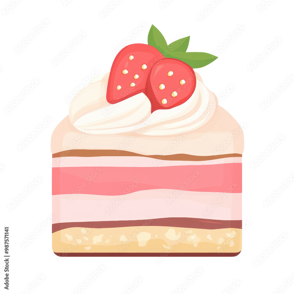 Strawberry layered cake with whipped cream on a white isolated background, transparent background. Strawberry layered cake with whipped cream on a white isolated background, transparent background.
