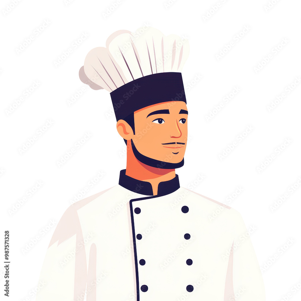 Cool chef character with hat and uniform on a white isolated background, transparent background. Cool chef character with hat and uniform on a white isolated background, transparent background.