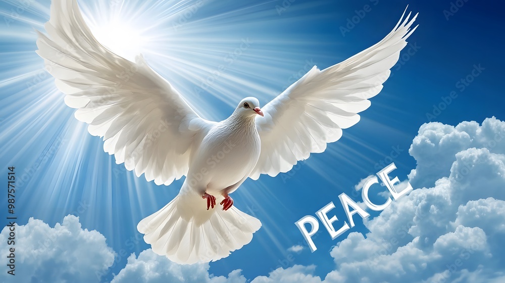 White Dove Flying with the Word White Dove Flying with the Word