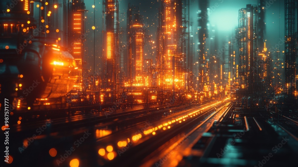 Futuristic Cityscape with Glowing Towers Futuristic Cityscape with Glowing Towers
