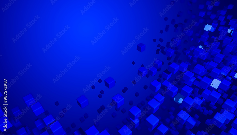 Abstract 3D Blue Cubes: Futuristic Digital Technology Background Abstract 3D Blue Cubes: Futuristic Digital Technology Background