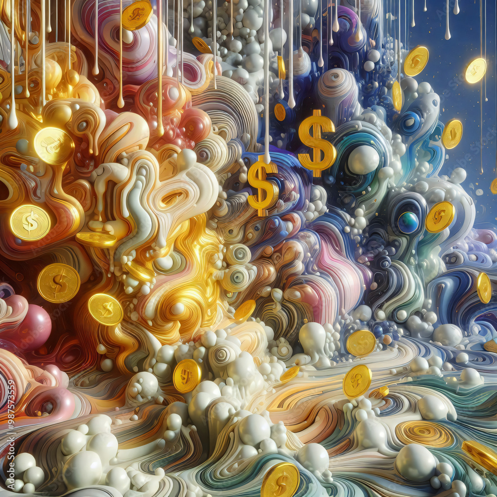 fractal background with coins 