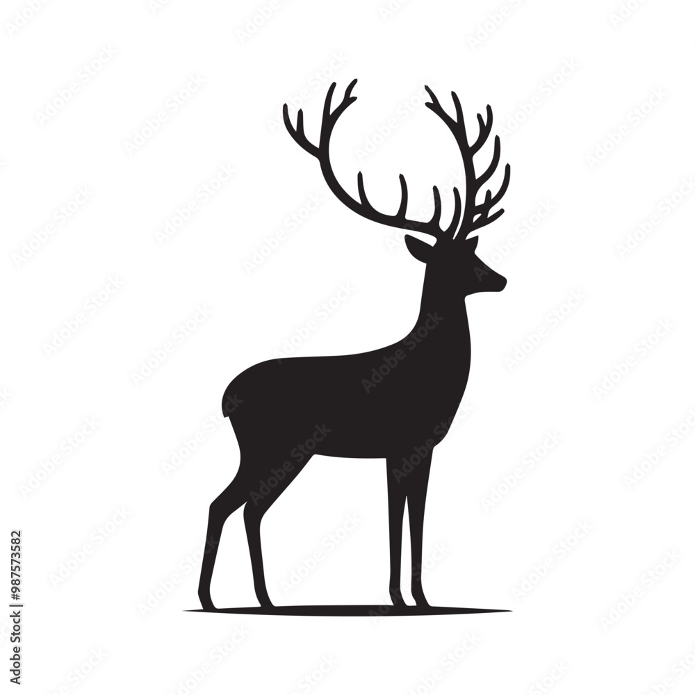 Obraz premium deer logo black icon cartoon deer animal on a plain white background vector logo
