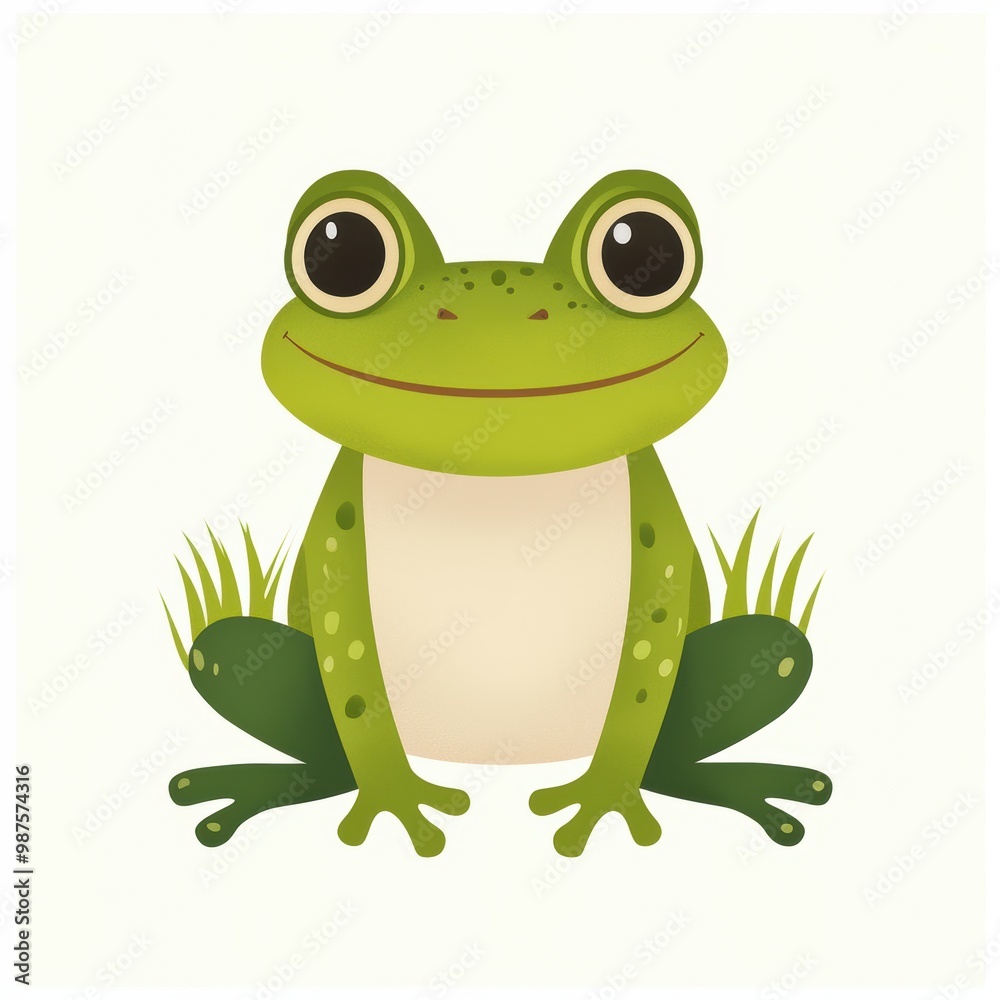 Happy cartoon frog with big eyes illustration Cheerful cartoon frog with large expressive eyes and a simple design, sitting with a happy expression. Perfect for children’s content and design Happy cartoon frog with big eyes illustration Cheerful cartoon frog with large expressive eyes and a simple design, sitting with a happy expression. Perfect for children’s content and design