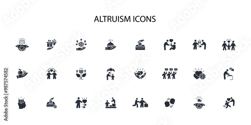 Altruism icon set.vector.Editable stroke.linear style sign for use web design,logo.Symbol illustration.