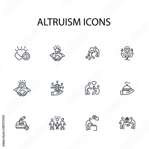 Altruism icon set.vector.Editable stroke.linear style sign for use web design,logo.Symbol illustration.