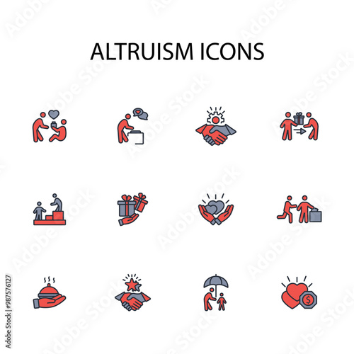 Altruism icon set.vector.Editable stroke.linear style sign for use web design,logo.Symbol illustration.