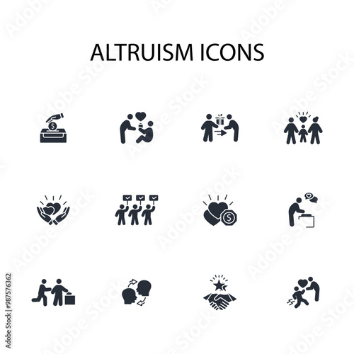 Altruism icon set.vector.Editable stroke.linear style sign for use web design,logo.Symbol illustration.