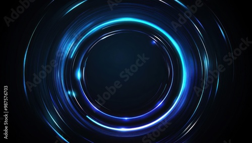 Abstract Blue Neon Circle