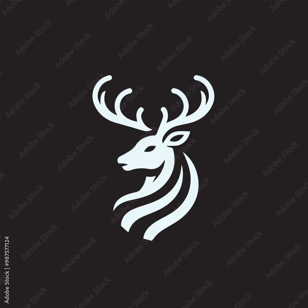 deer logo black icon cartoon deer animal on a plain white background vector logo deer logo black icon cartoon deer animal on a plain white background vector logo