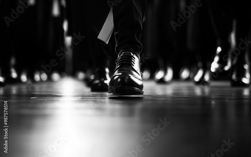 Graduates lining up to receive diplomas, one stepping forward to accept with pride, captured from a midangle, soft focus on the diploma symbolizing academic recognition and success