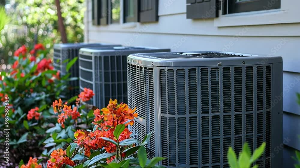 AC pump outside the house footage