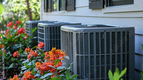 AC pump outside the house footage